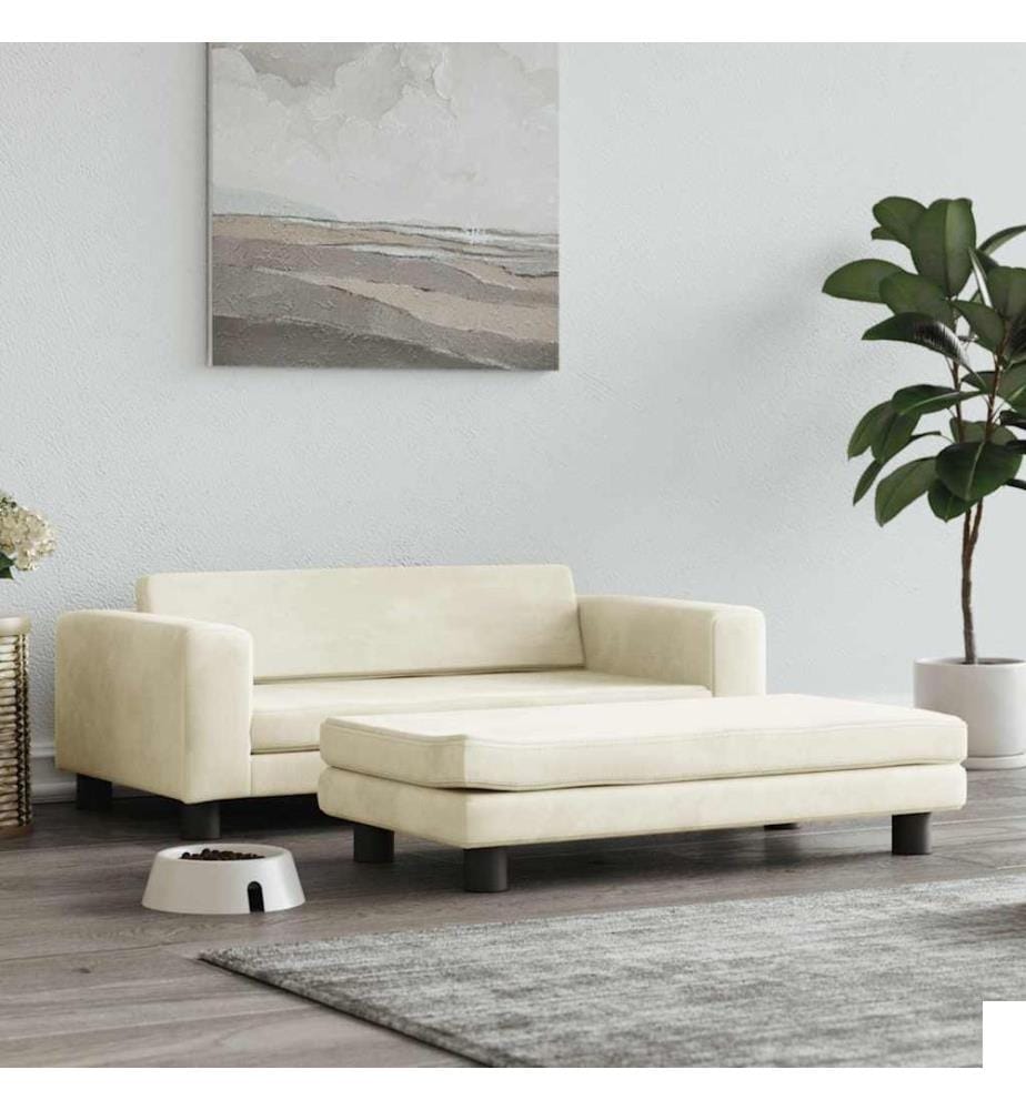 Lit pour chien avec extension crème 100x50x30 cm velours