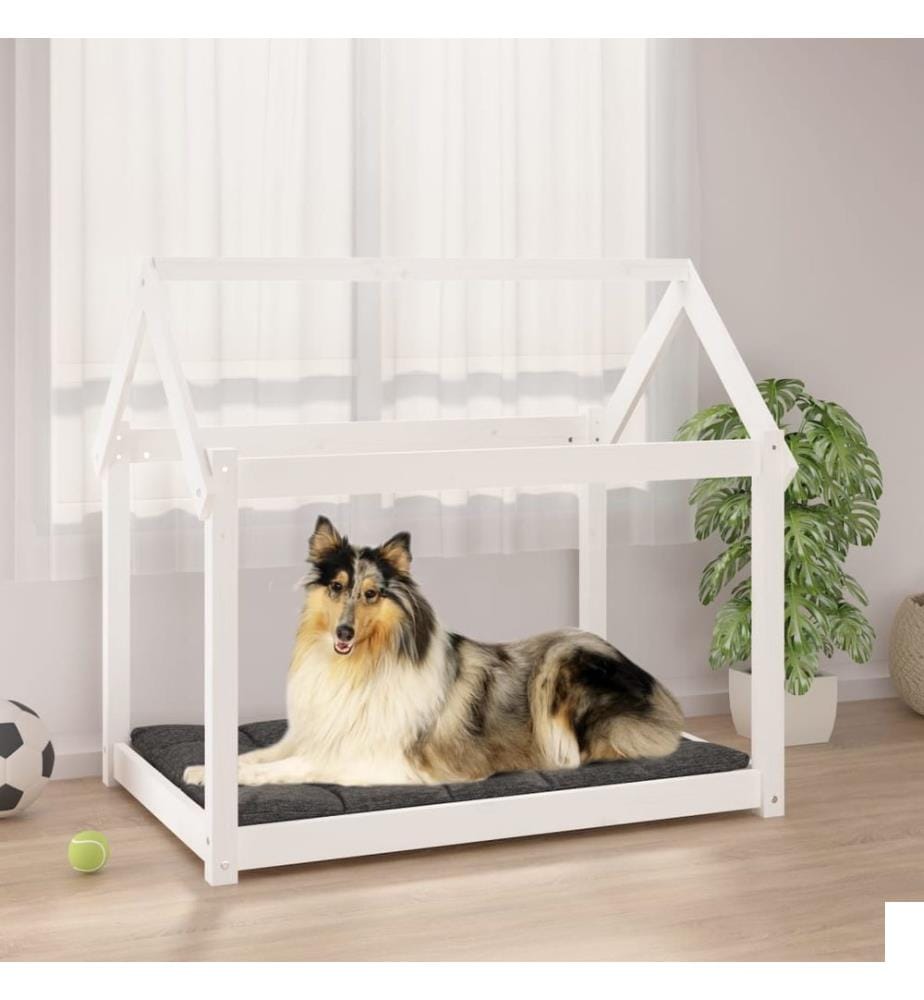 Lit pour chien Blanc 101x70x90 cm Bois de pin solide