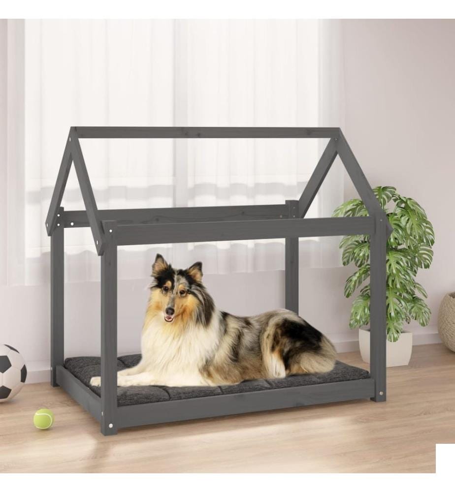 Lit pour chien Gris 101x70x90 cm Bois de pin solide