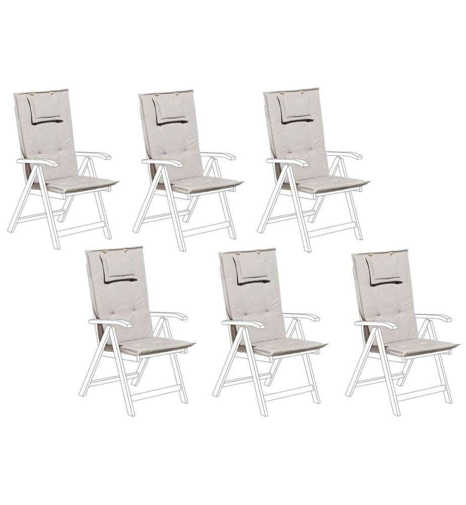 Lot de 6 coussins de jardin JAVA/AMANTEA 50 x 70 cm Taupe