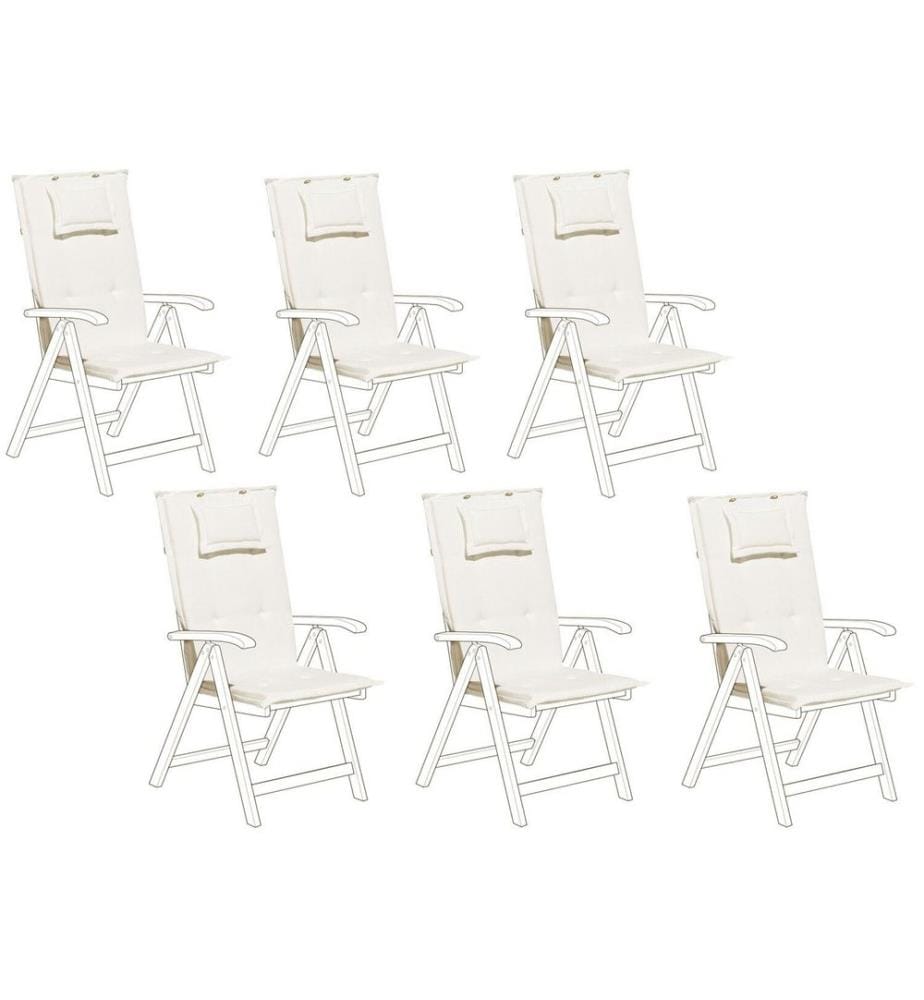 Lot de 6 coussins de jardin JAVA/AMANTEA 50 x 70 cm Blanc cassé