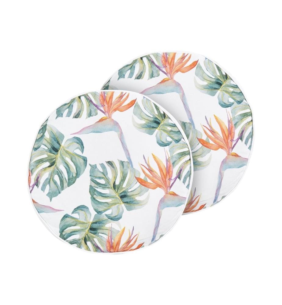 Lot de 2 coussins d'extérieur TORRAZZO Motif de plante 40 x 40 cm Blanc