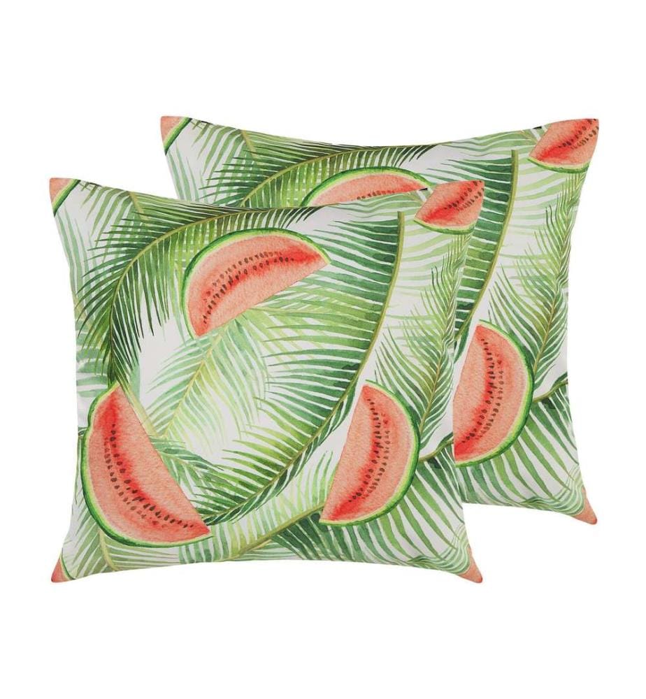 Lot de 2 coussins d'extérieur LOVOLETO Motif de plante 45 x 45 cm Vert clair