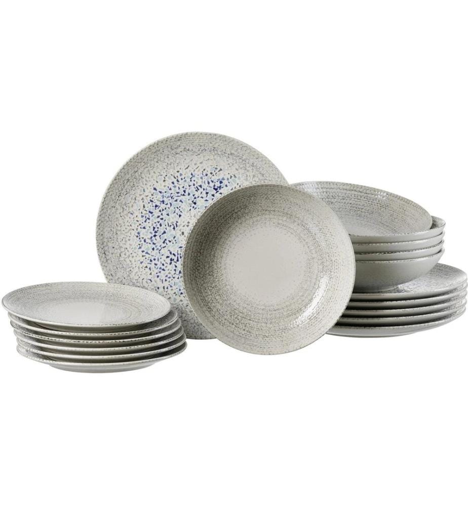 Ritzenhoff & Breker - Set dassiettes Rimini 18 pièces, gris/bleu