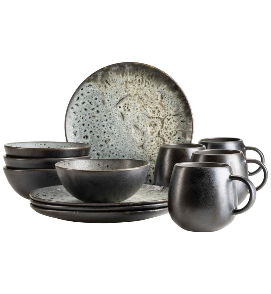 Mäser - Assiettes pour le petit-déjeuner et à dessert Carellia 12 pièces, gris