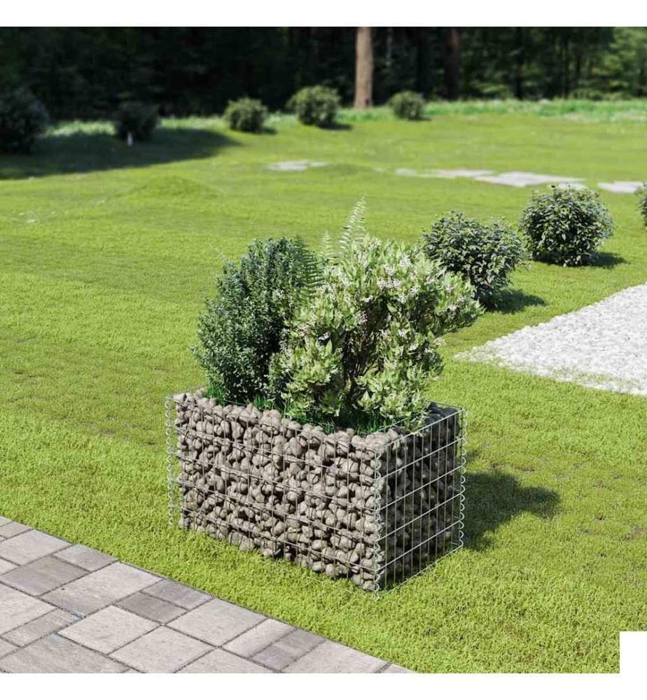 Lit surélevé à gabion Acier galvanisé 90x50x50 cm