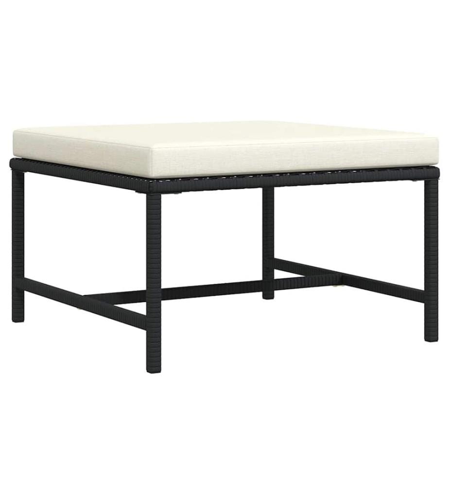 Repose-pied sectionnel avec coussin Noir Résine tressée