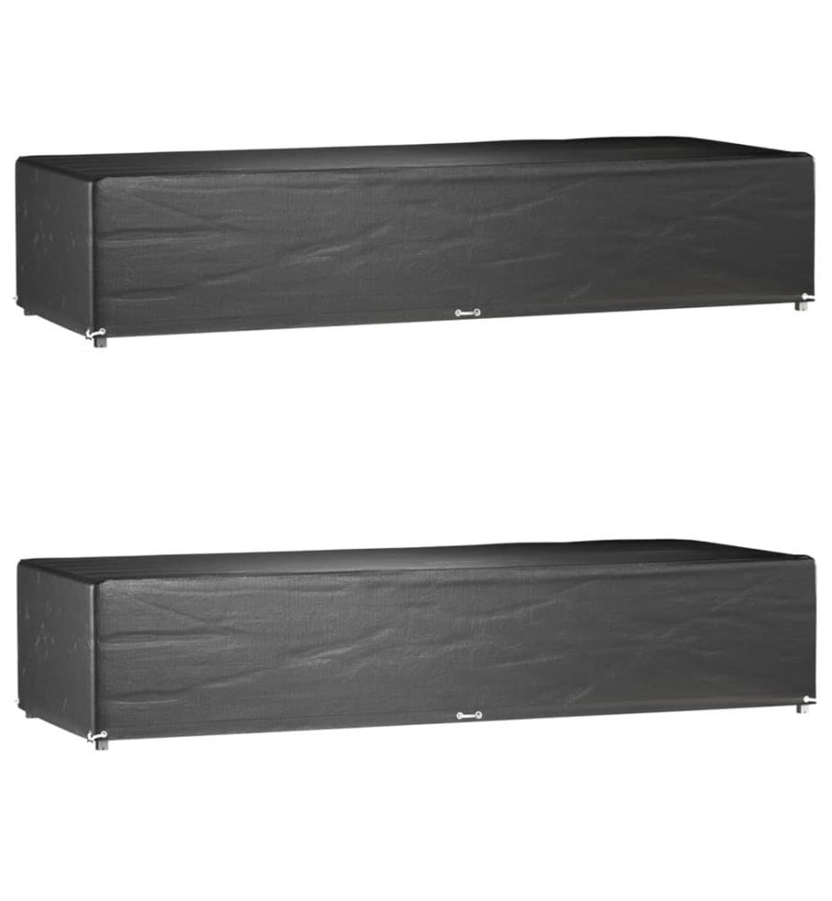 Housses pour chaise longue 2 pcs 12 illets 205x75x40 cm PE