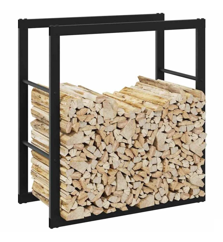 Portant de bois de chauffage noir 55x30x61 cm acier