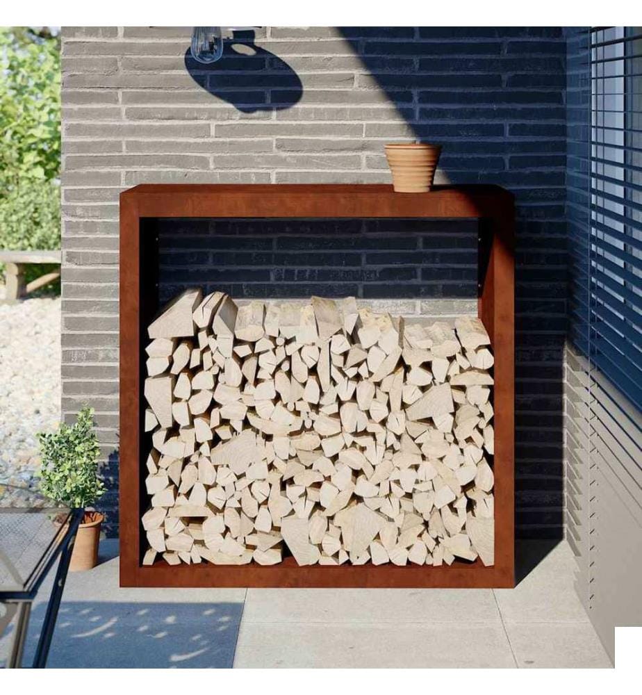 Étagère à bois 100x40x100 cm acier résistant aux intempéries