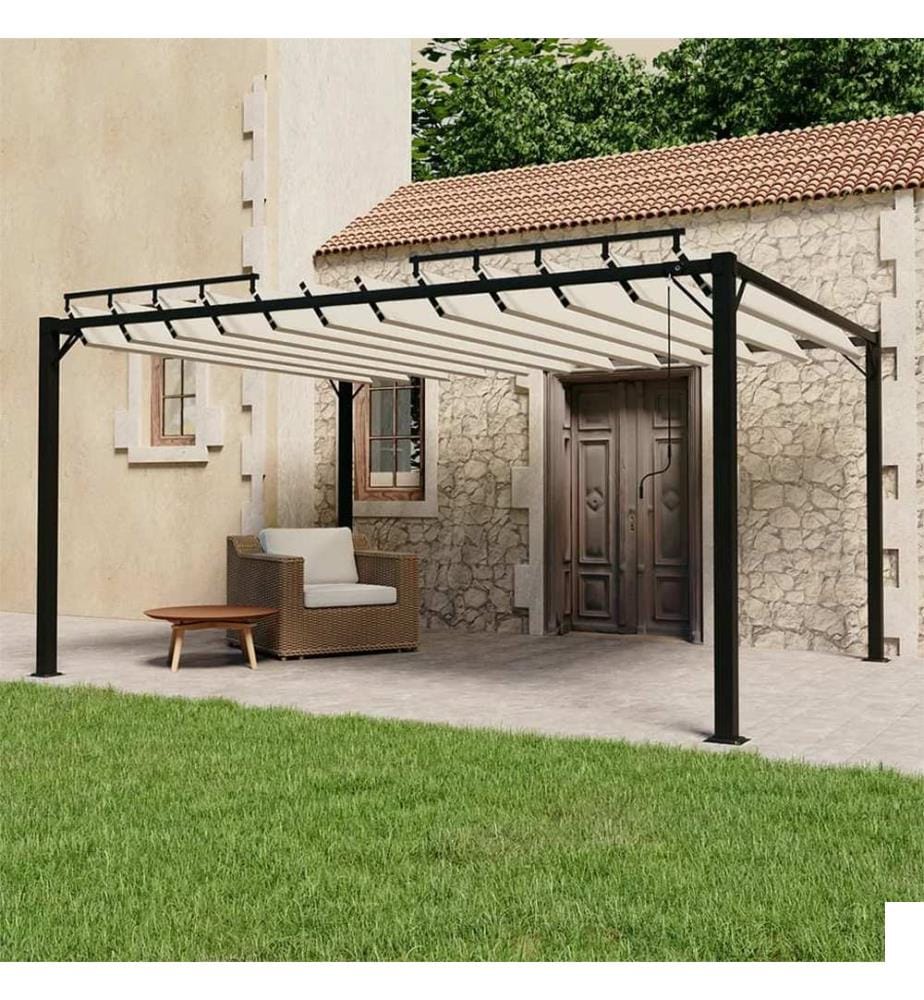 Tonnelle avec toit à persienne 3x4 m Crème Tissu et aluminium