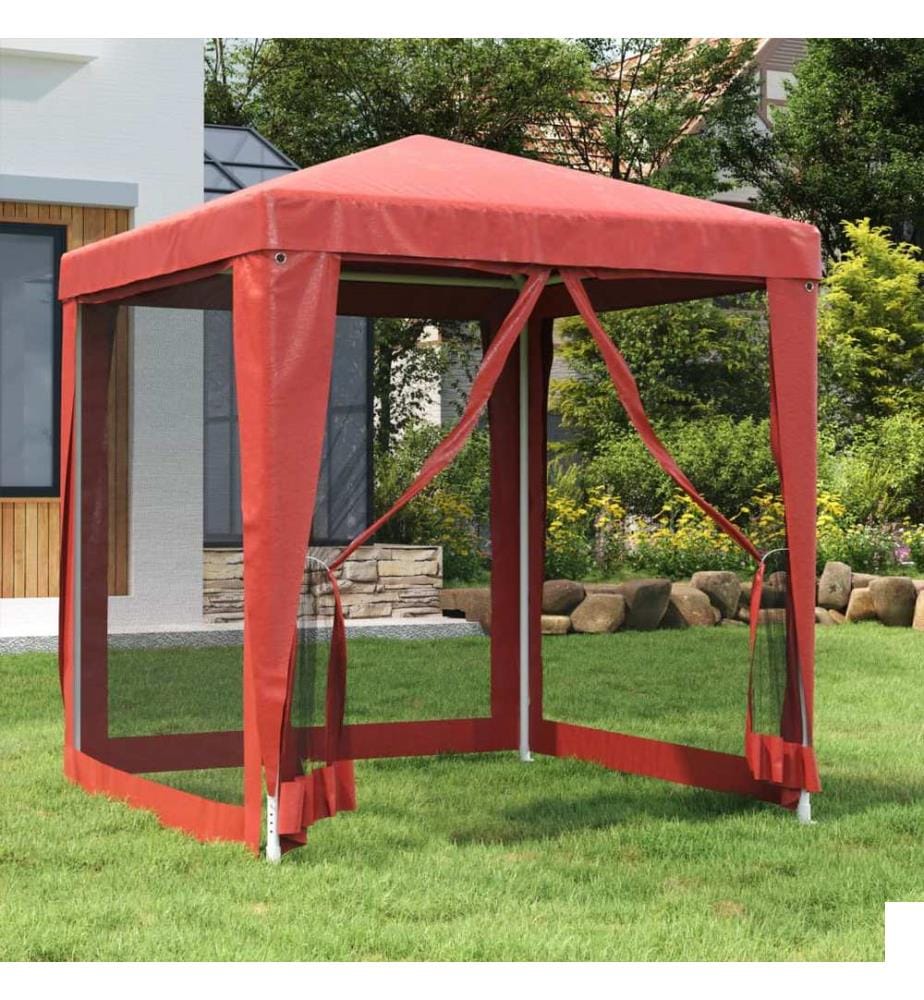 Tente de fête avec 4 parois latérales en maille Rouge 2x2m PEHD