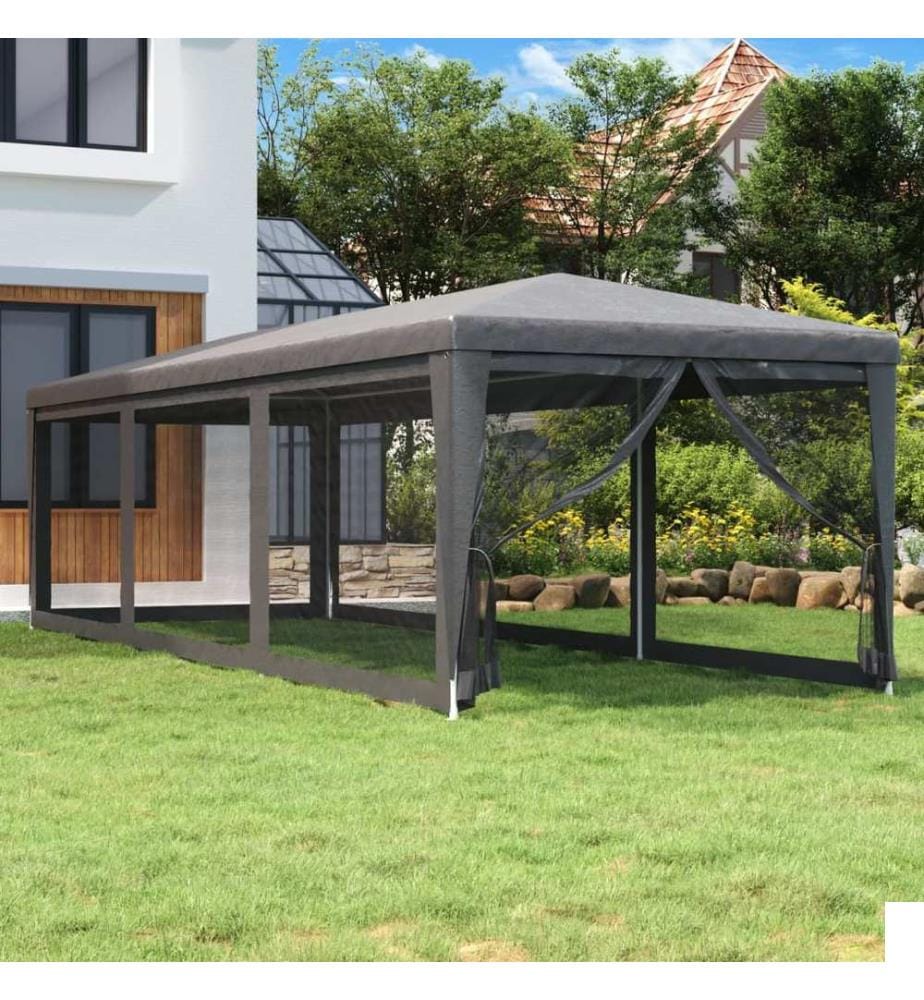 Tente de fête avec 8 parois latérales en maille Anthracite 3x9m