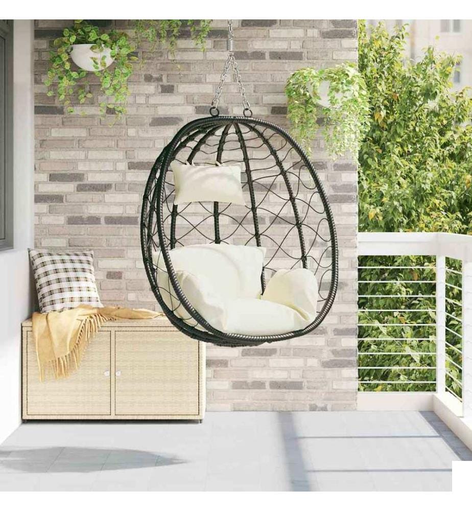 Chaise suspendue Blanc crème 91,5 x 54,5 x 107 cm polyrotin