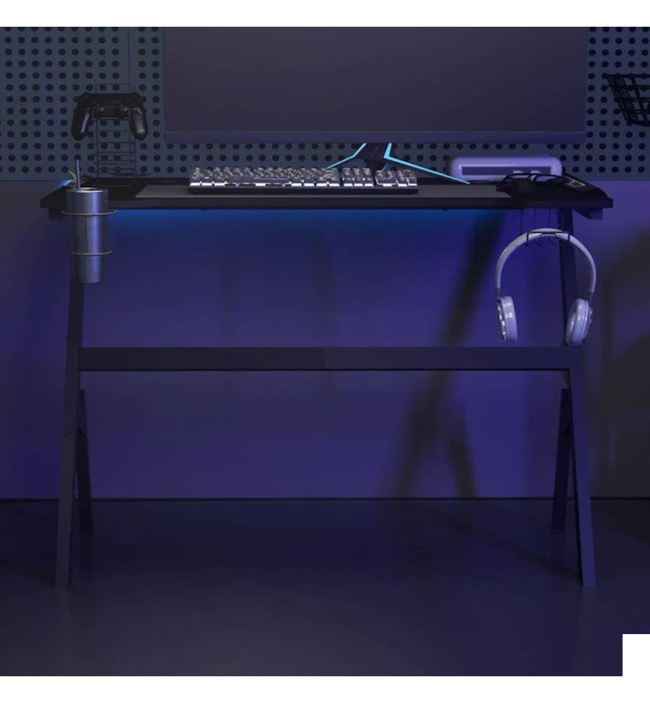 Bureau de jeu à LED en forme de Y noir 110x60x75 cm
