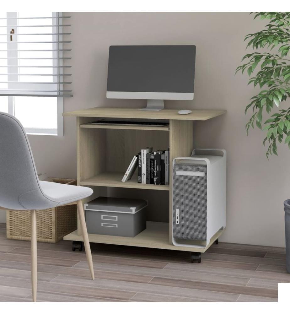 Bureau d'ordinateur Chêne sonoma 80x50x75 cm Bois d'ingénierie