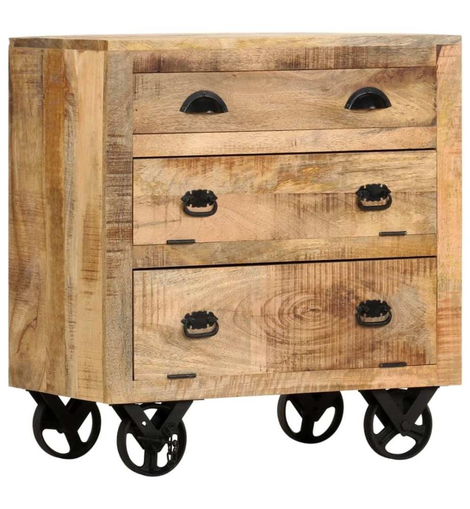 Armoire latérale avec roues 70x40x75 cm Bois de manguier solide