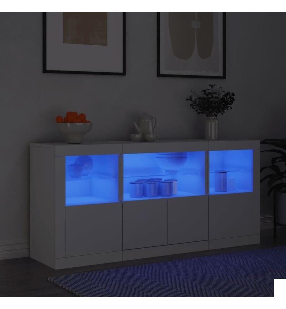 Buffet avec lumières LED blanc 142,5x37x67 cm