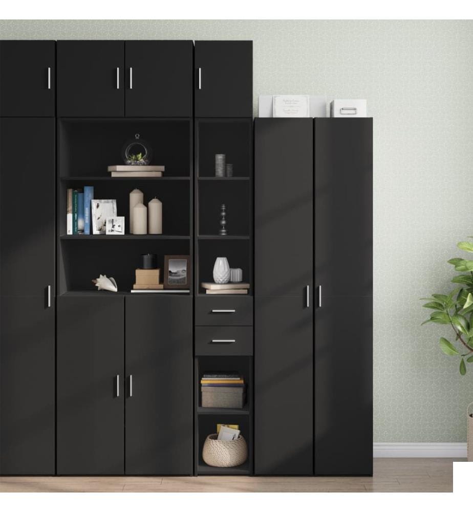 Armoire de rangement mince noir 30x42,5x225cm bois d'ingénierie