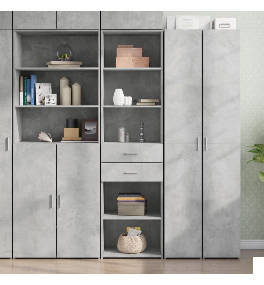 Buffet haut gris béton 50x42,5x185 cm bois d'ingénierie