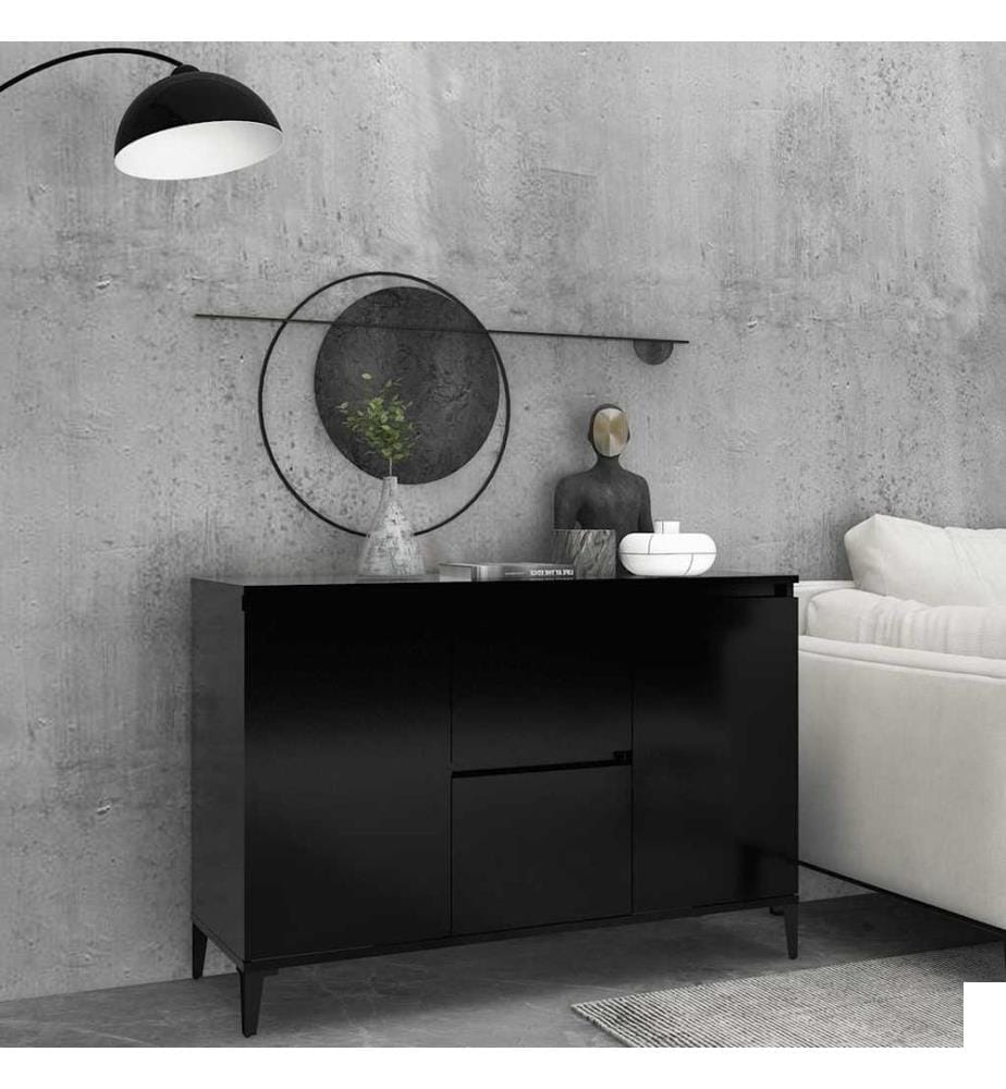 Buffet noir 102x35x70 cm bois dingénierie