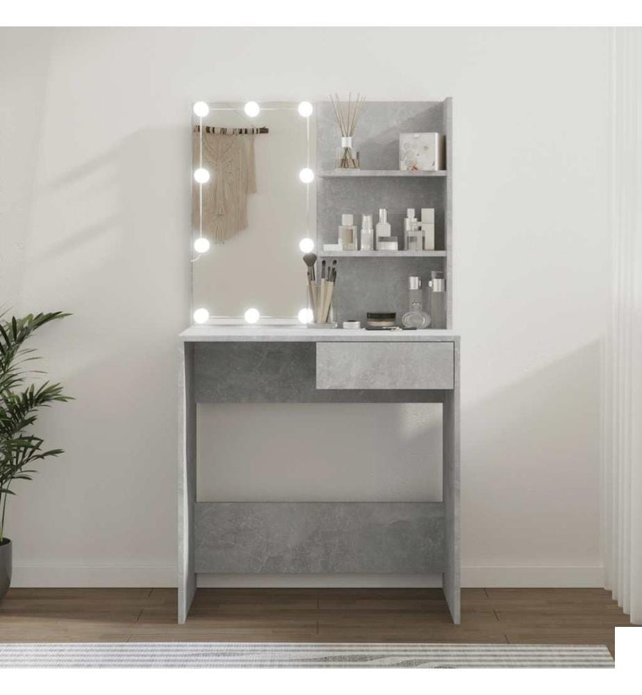Coiffeuse avec LED Gris béton 74,5x40x141 cm