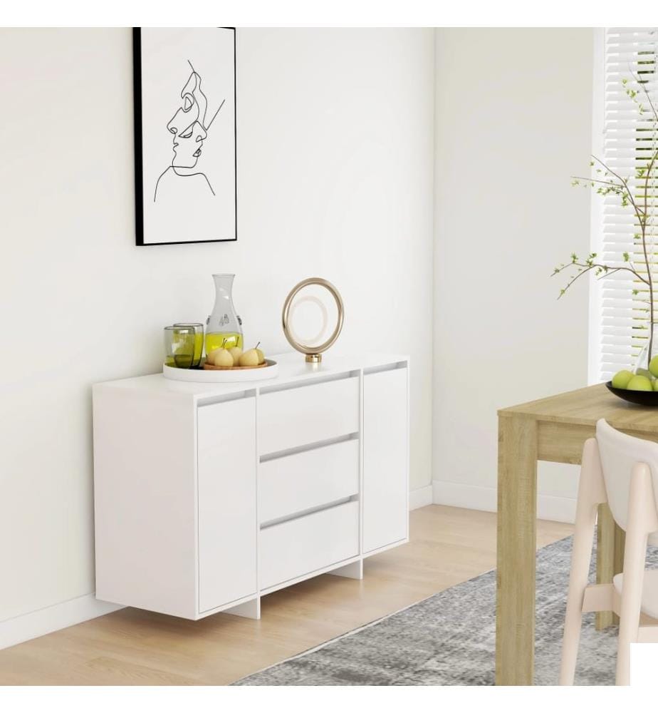 Buffet avec 3 tiroirs Blanc 120x41x75 cm Bois d'ingénierie
