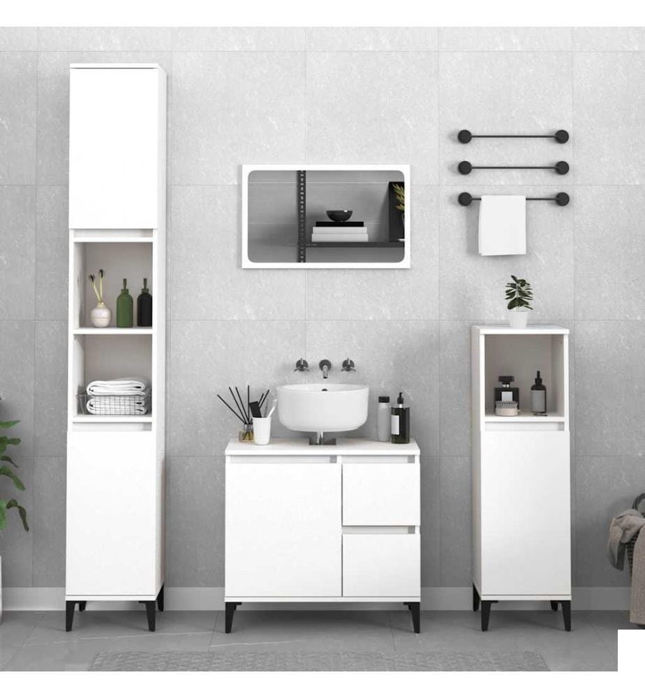 Armoire de salle de bain blanc 65x33x60 cm bois d'ingénierie