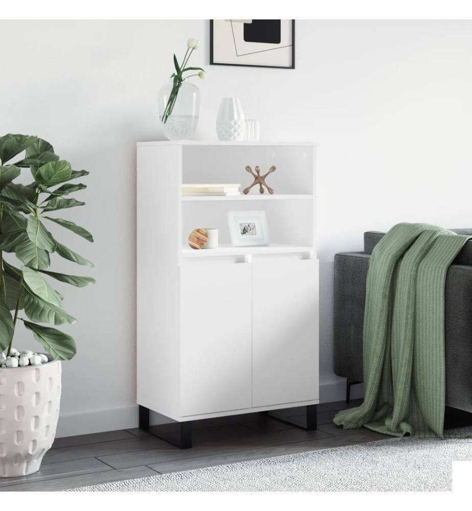 Buffet haut Blanc 60x36x110 cm Bois d'ingénierie