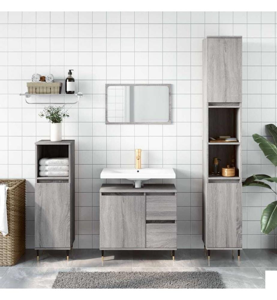 Armoire de bain sonoma gris 65x33x60 cm bois d'ingénierie