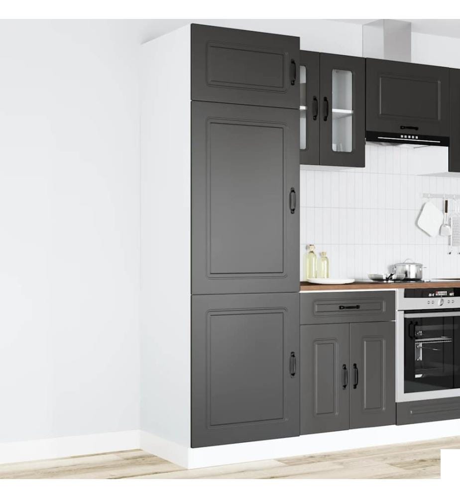 Armoire de cuisine Kalmar noir bois d'ingénierie