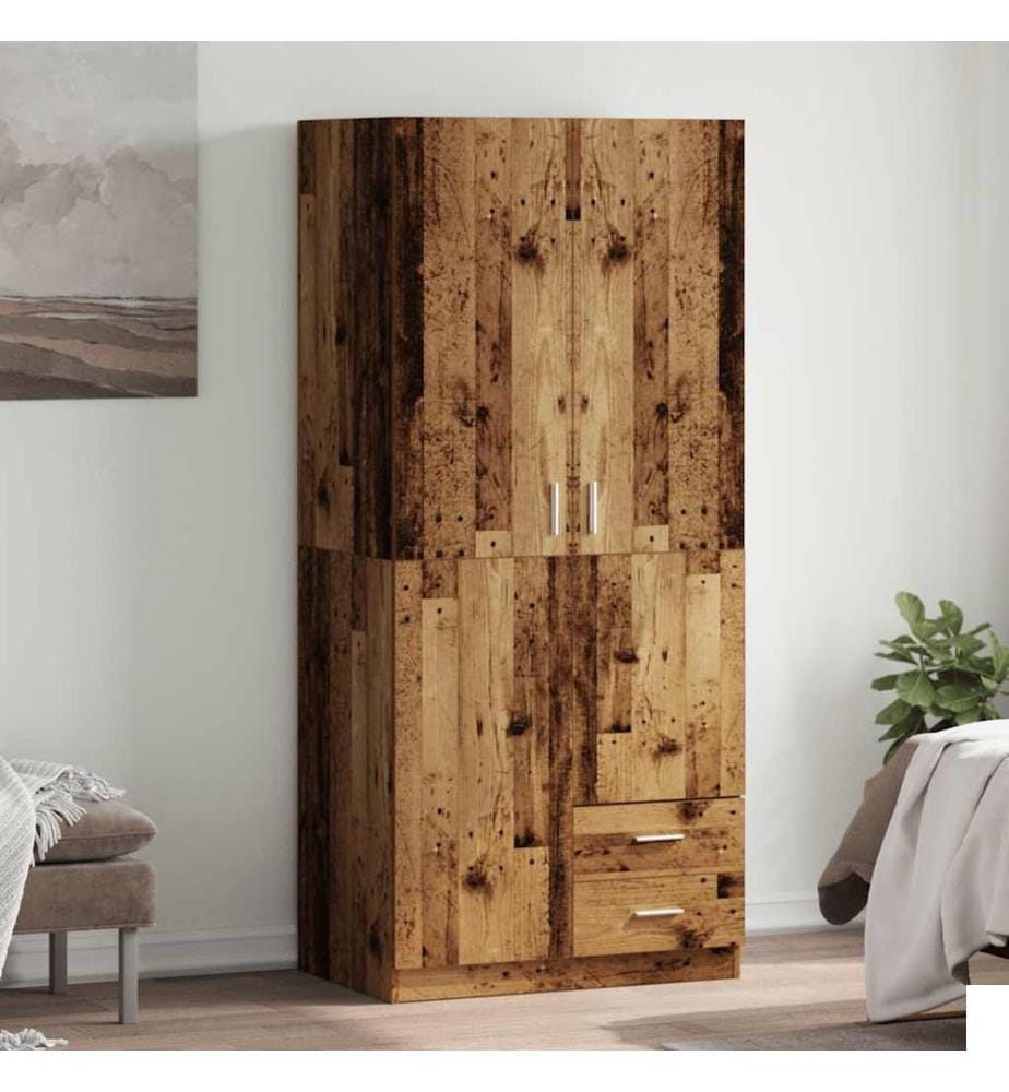 Garde-robe vieux bois 80x52x180 cm bois d'ingénierie
