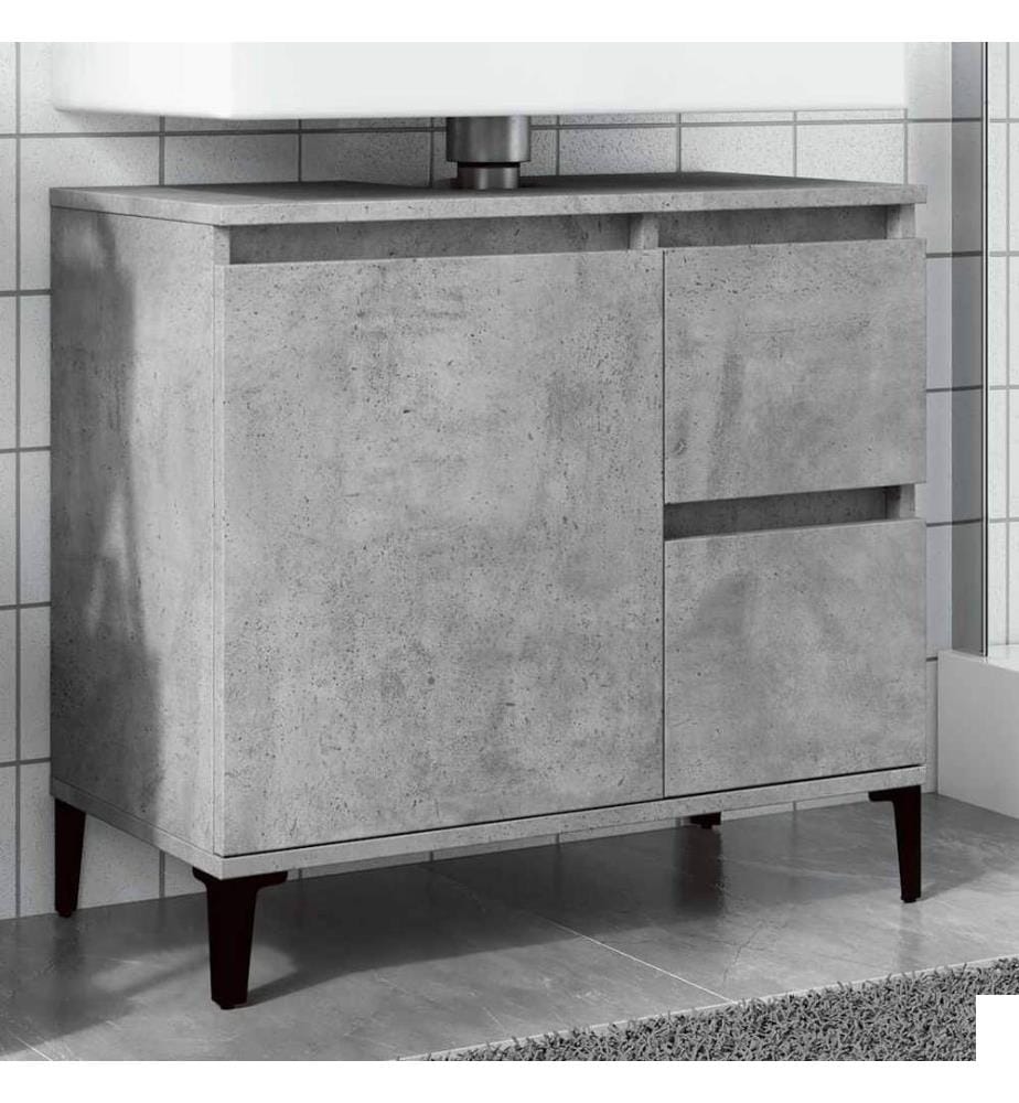 Armoire d'évier gris béton 65x33x60 cm bois d'ingénierie
