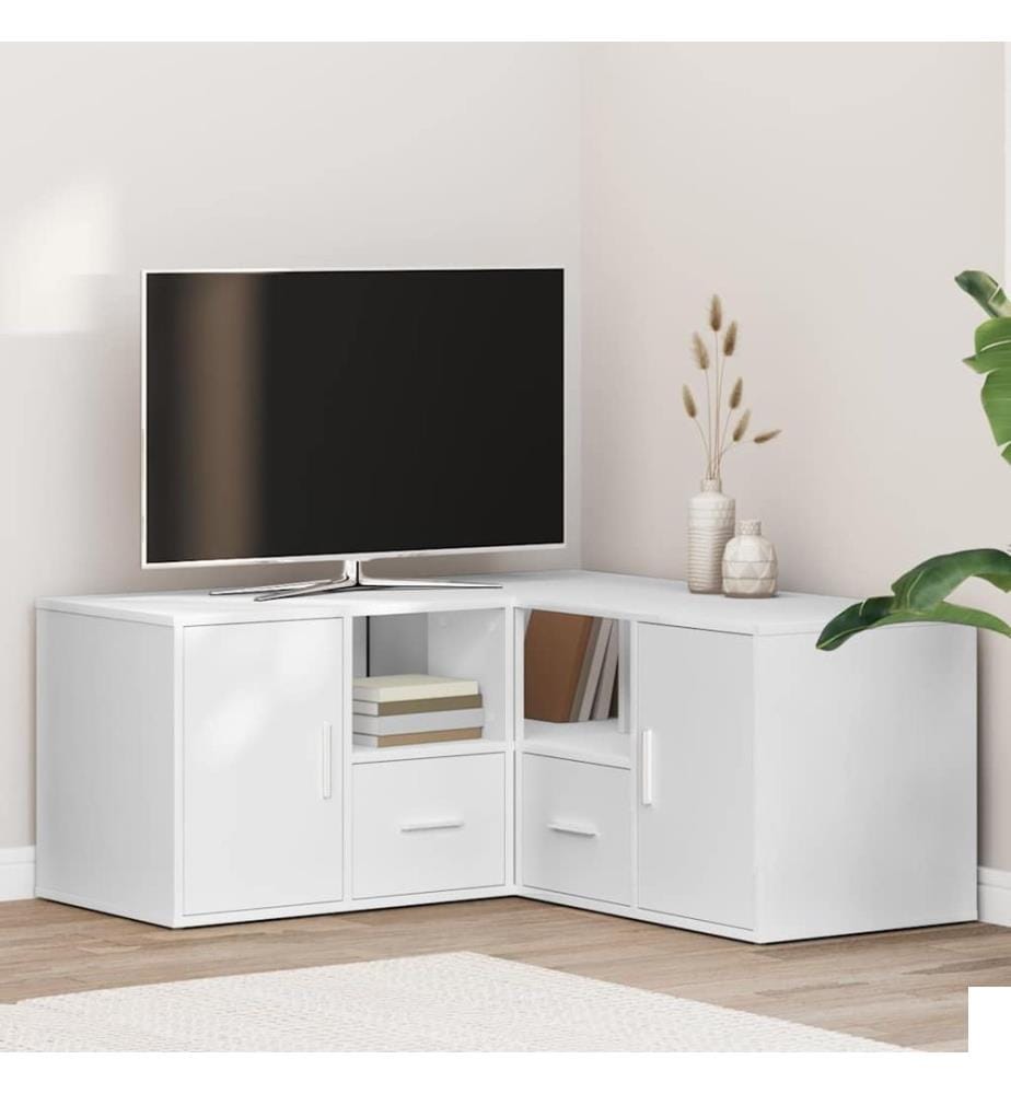 Armoire d'angle blanc 160x40x45 cm bois dingénierie