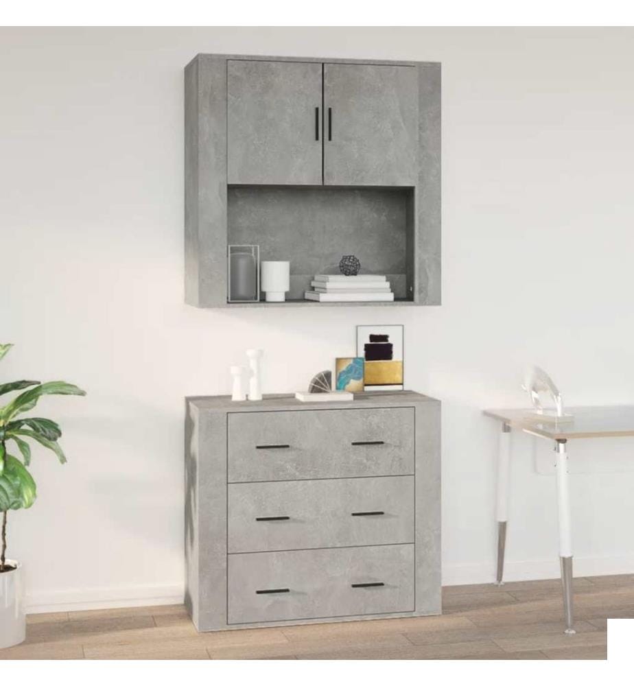 Armoire murale Gris béton 80x33x80 cm Bois d'ingénierie
