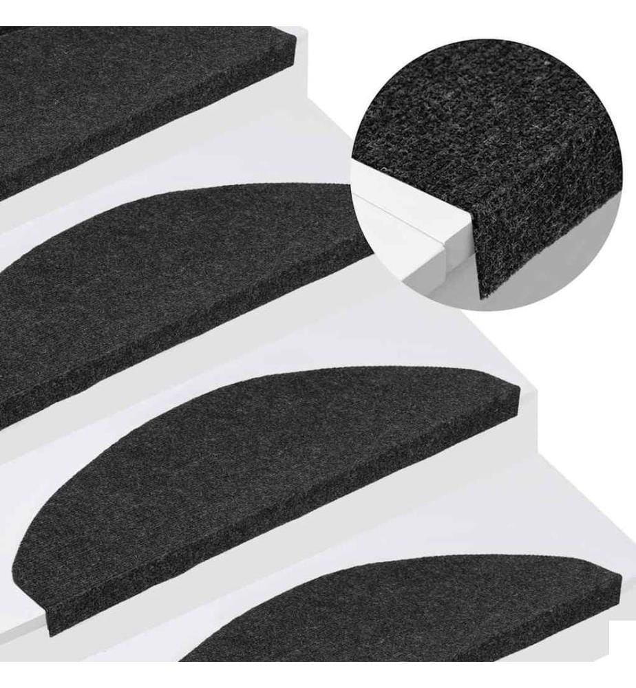 Tapis d'escalier autocollants 15 pcs 65x22,5x3,5 cm Noir