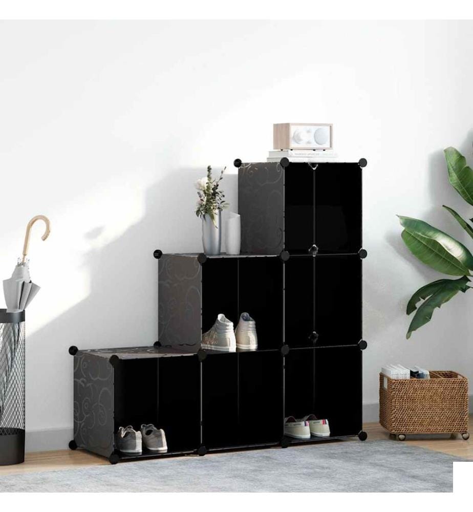 Organisateur de rangement cube avec 6 compartiments Noir