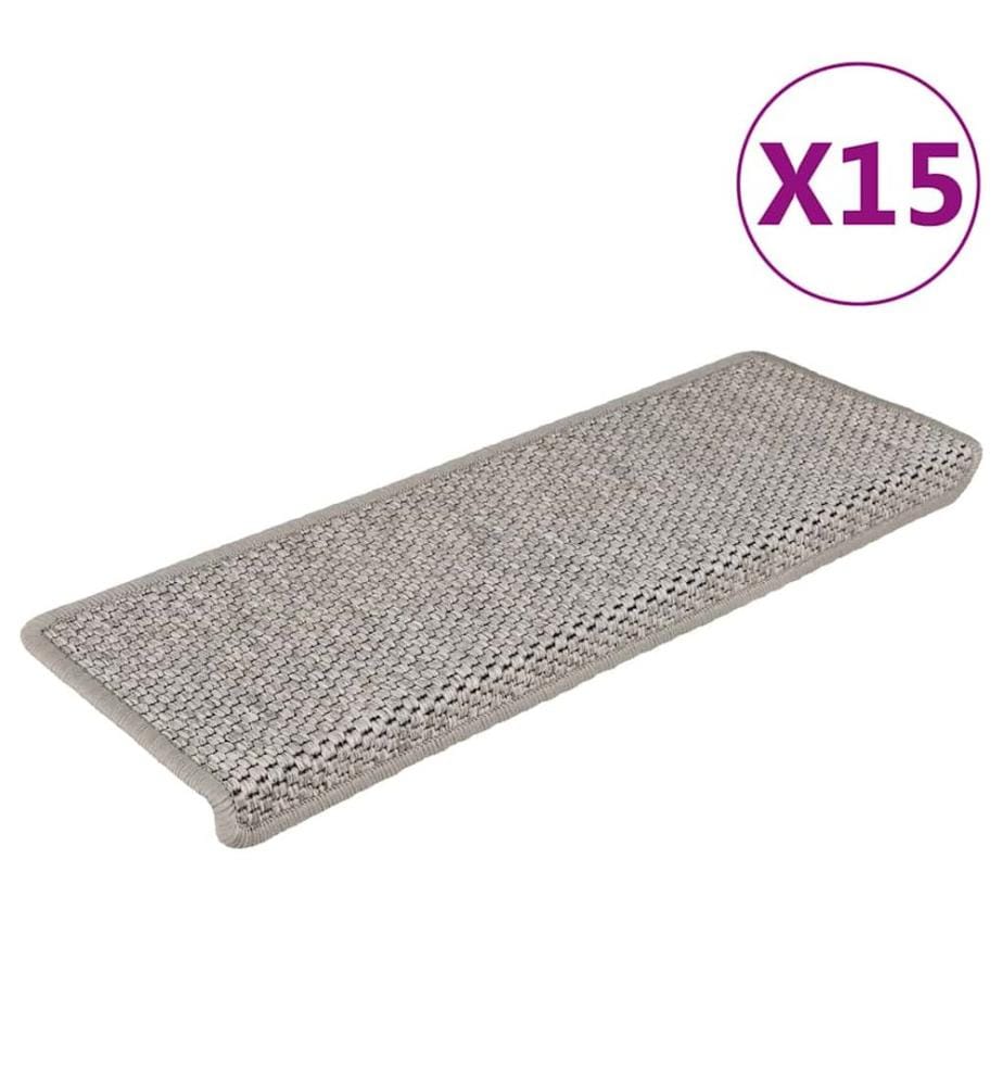 Tapis d'escalier autocollants 15 pcs 65x21x4 cm Argenté