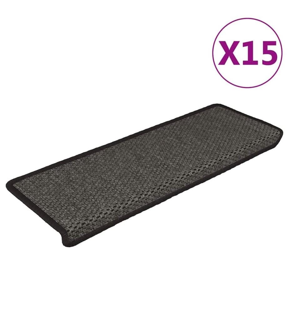 Tapis d'escalier autocollants 15 pcs 65x21x4 cm Anthracite
