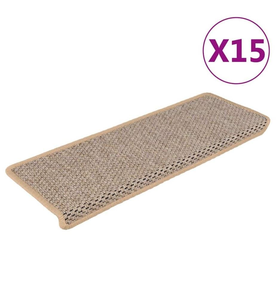 Tapis d'escalier autocollants 15 pcs 65x21x4 cm Beige clair