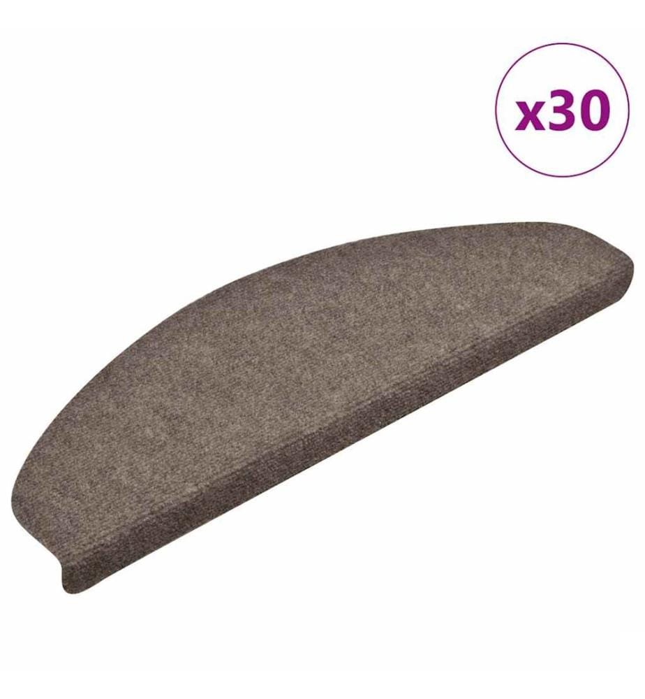Tapis d'escalier auto-adhésifs 30 pièces 65 x 21 x 4 cm Beige Demi-rond Grand