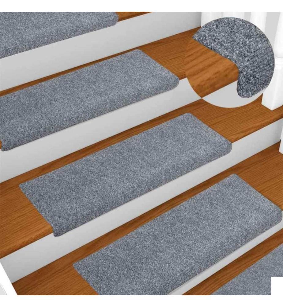 Tapis d'escalier autocollants 30 pièces 65 x 21 x 4 cm Gris clair Bord rectangulaire
