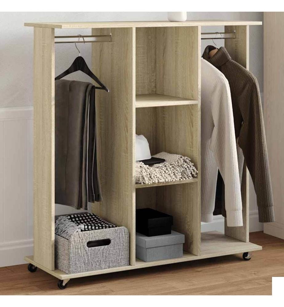 Garde-robe avec roues chêne sonoma 102x38x110cm bois ingénierie