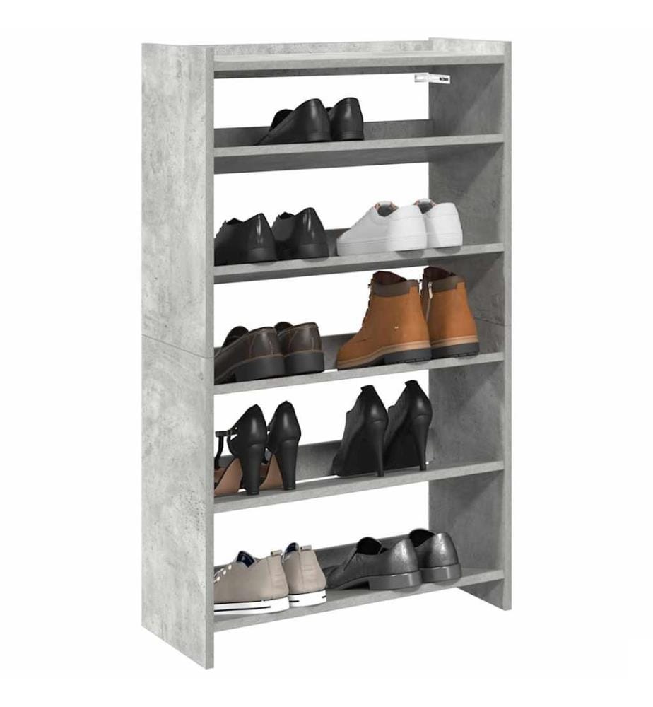 Étagère à chaussures gris béton 60x25x100 cm bois d'ingénierie