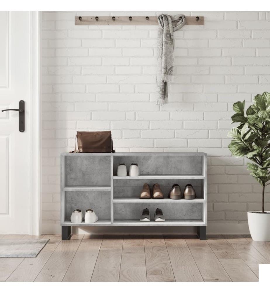 Armoire à chaussures Gris béton 102x36x60 cm Bois d'ingénierie