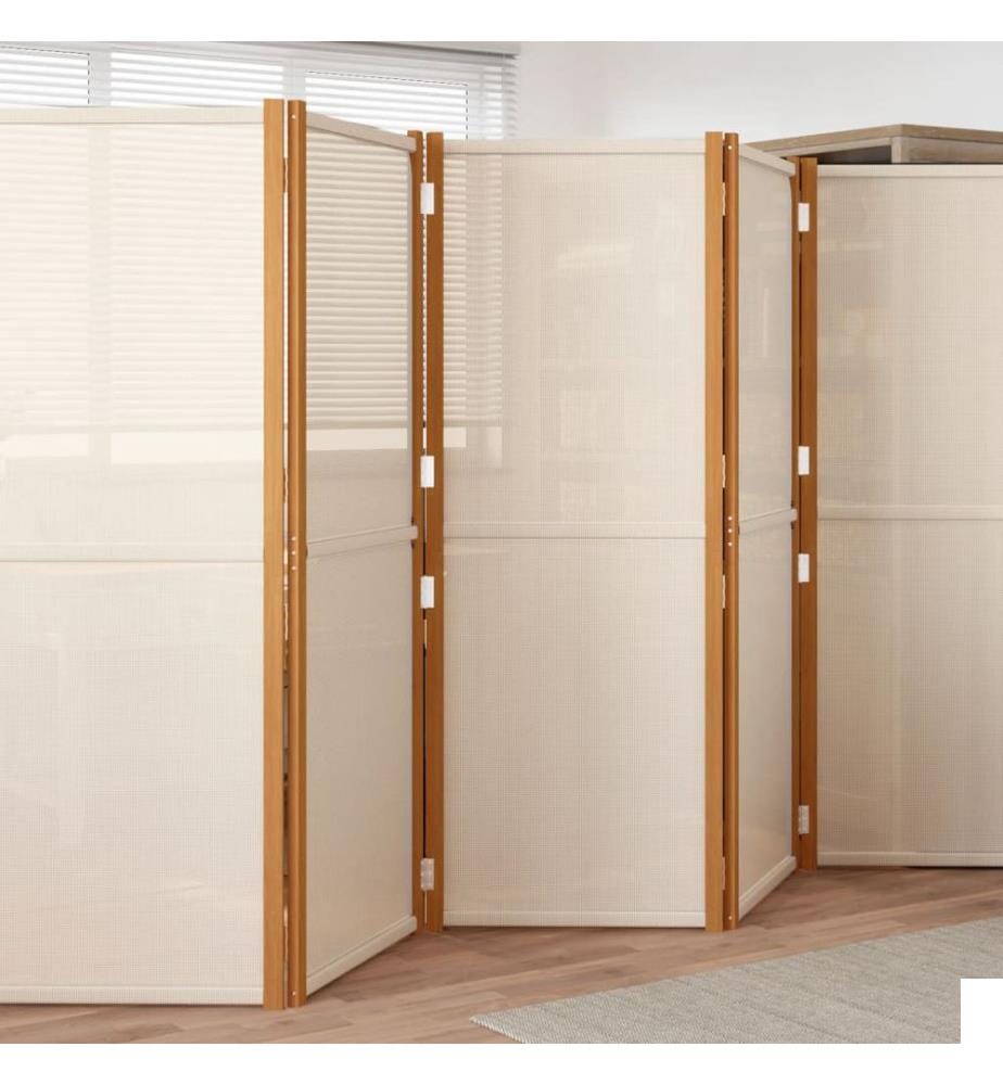Cloison de séparation 6 panneaux Blanc crème 420x180 cm