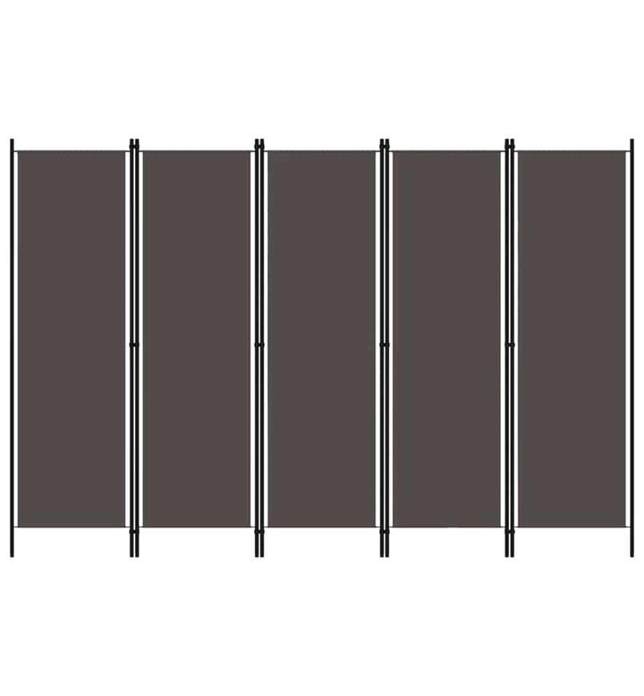 Cloison de séparation 5 panneaux Anthtracite 250x180 cm