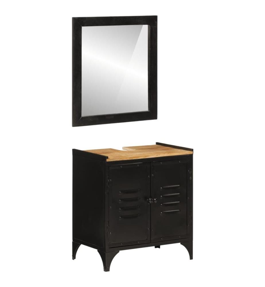 Ensemble de meubles salle de bain 2 pcs fer et bois de manguier