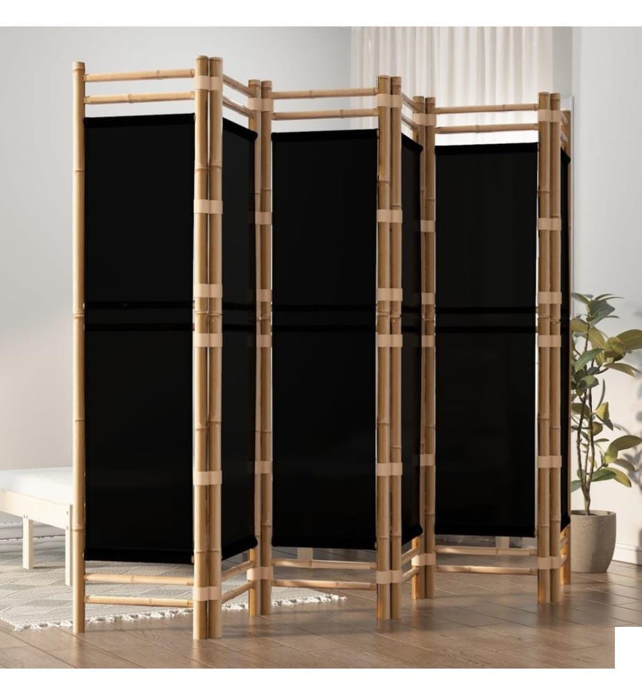 Cloison de séparation pliante 6 panneaux 240 cm Bambou et toile