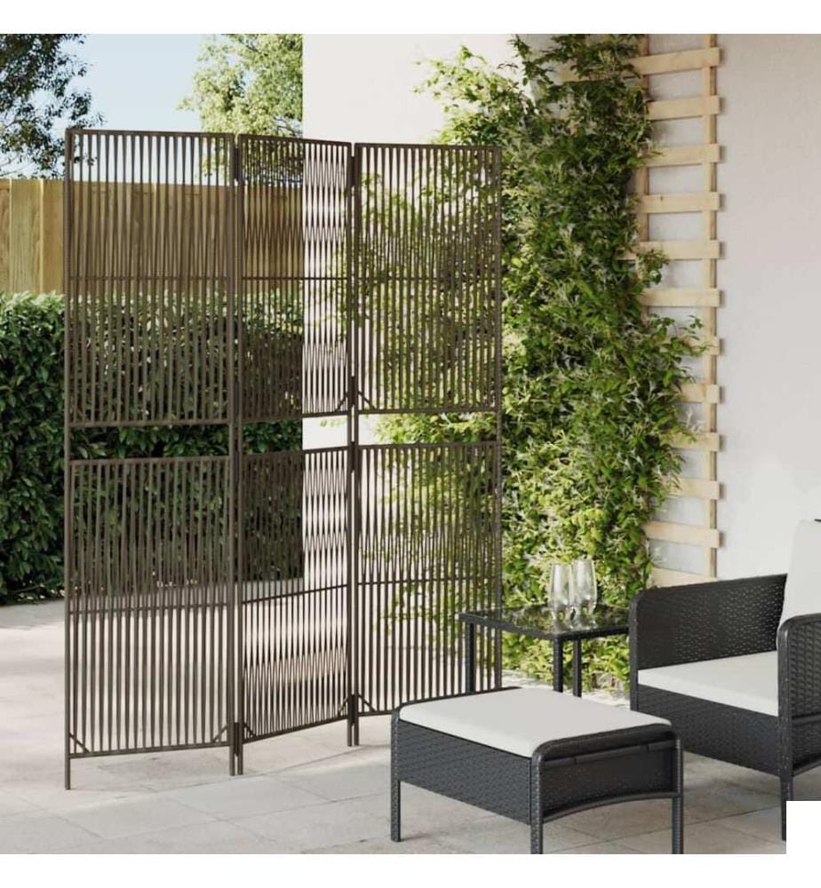 Cloison de séparation 3 panneaux gris résine tressée